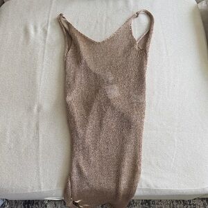 Gold Knit long bathing suit cover up